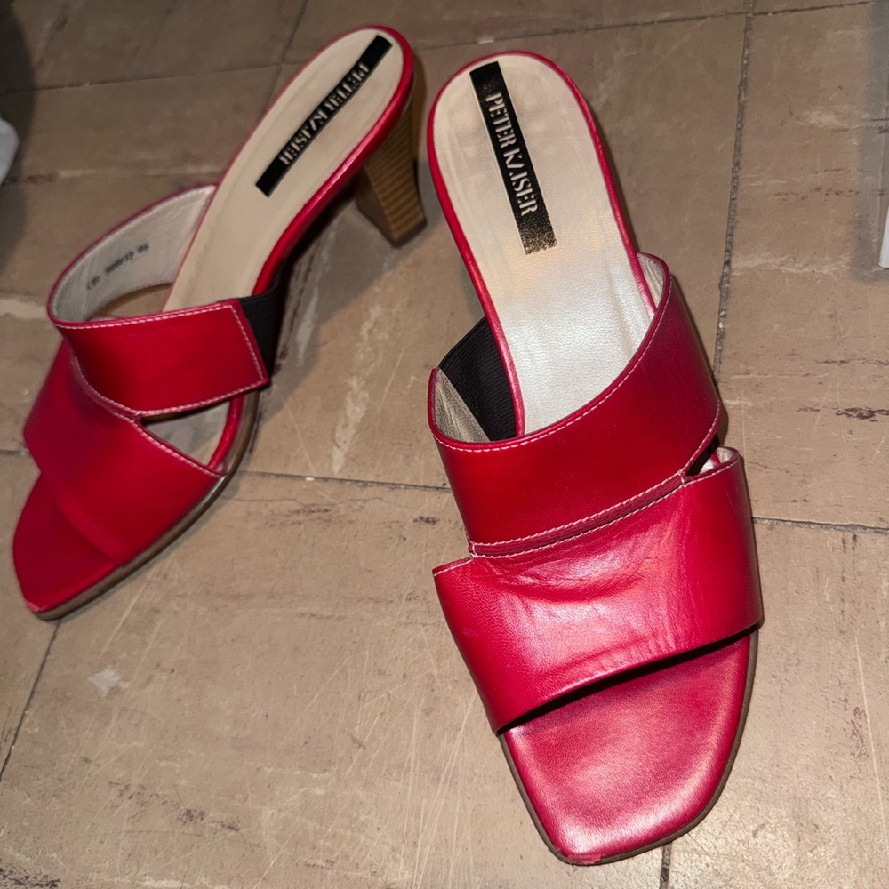 Peter Kaiser Red Leather Slide Mules